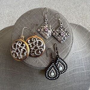 Elegant Gold and Silver Earrings Set of Three